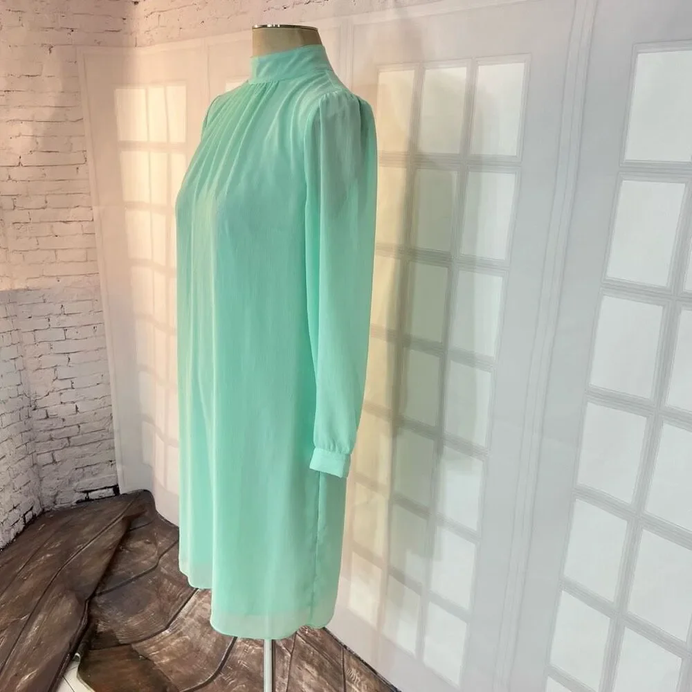 🔥🔥5 for $25🔥🔥 J crew minty green Long-sheer sleeve mockneck shift dress size 2